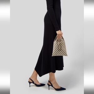 Vintage Gucci Drawstring Beige and Brown Monogram Pouch